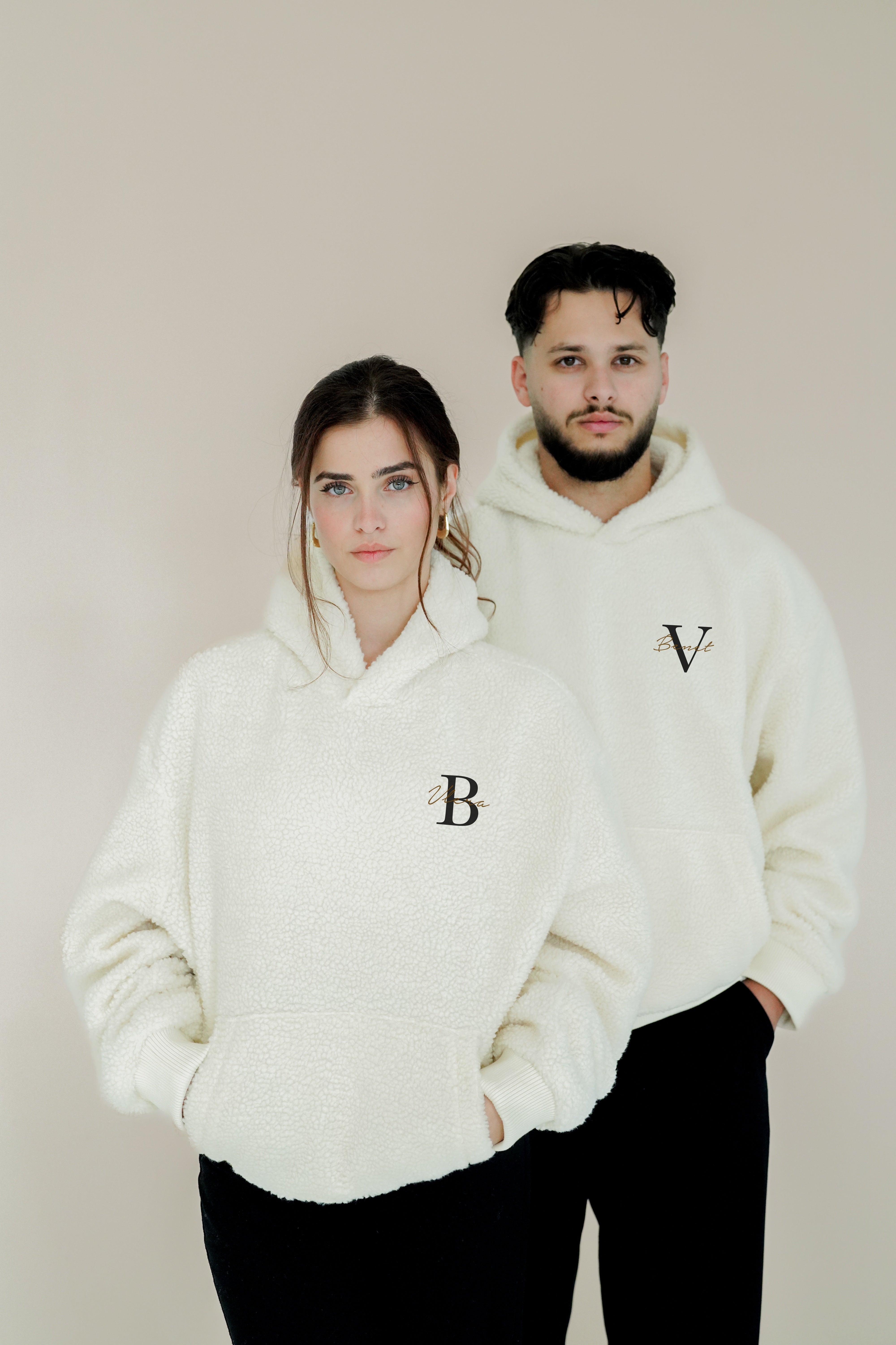 2x Partner Hoodies Teddy mit Wunschbuchstaben & Namen