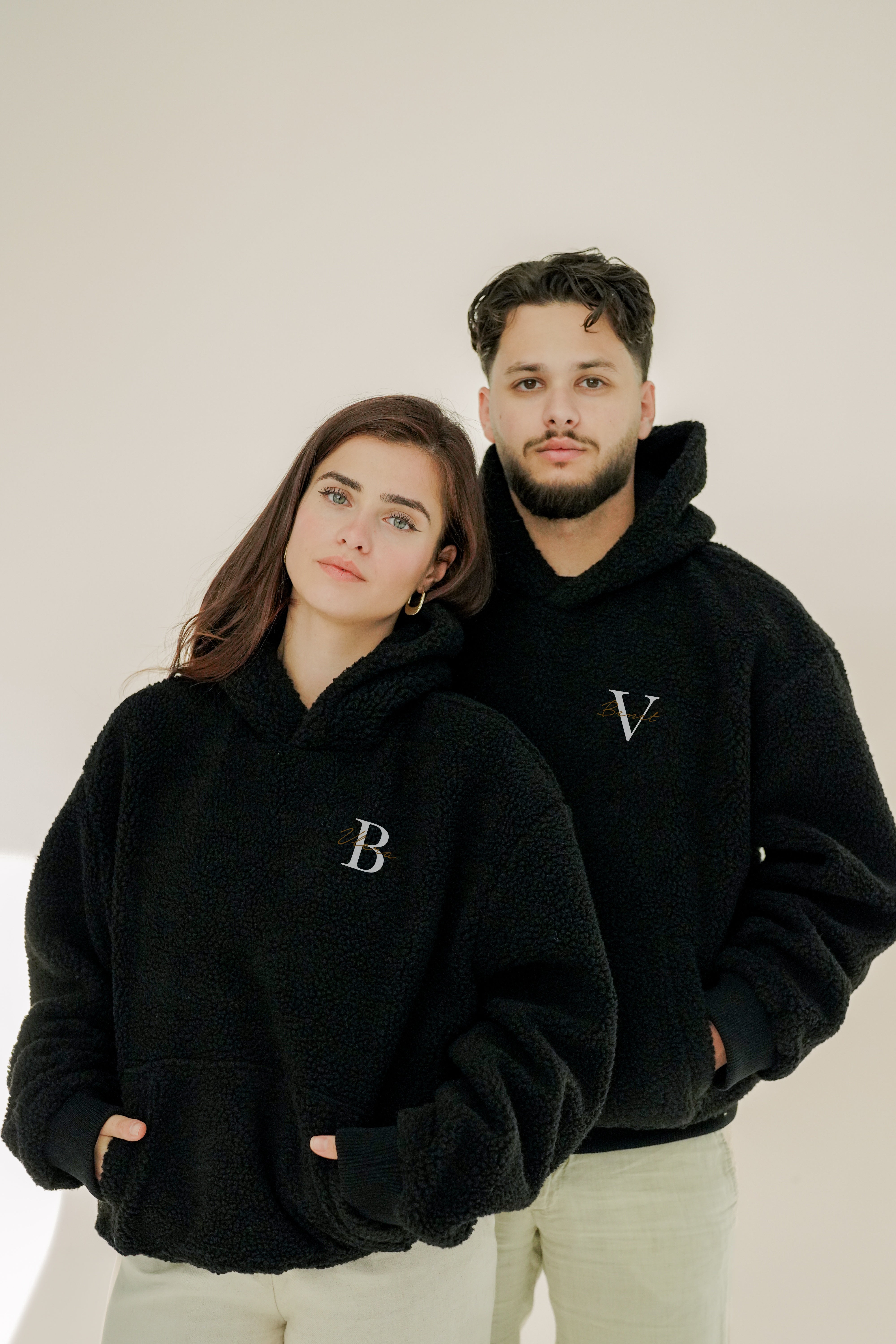 2x Partner Hoodies Teddy mit Wunschbuchstaben & Namen