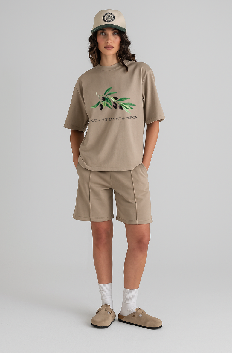 Crescent Olives Damen T-shirt Beige