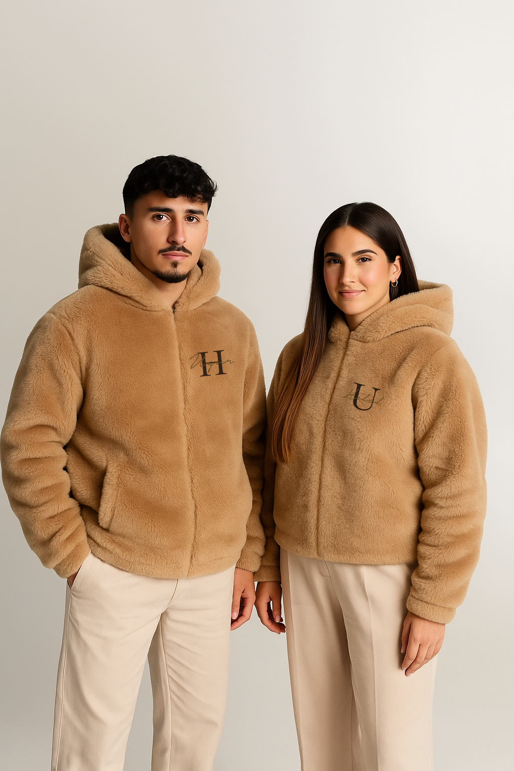 2x Partner Mohair Jacken mit Wunsch Buchstaben & Namen
