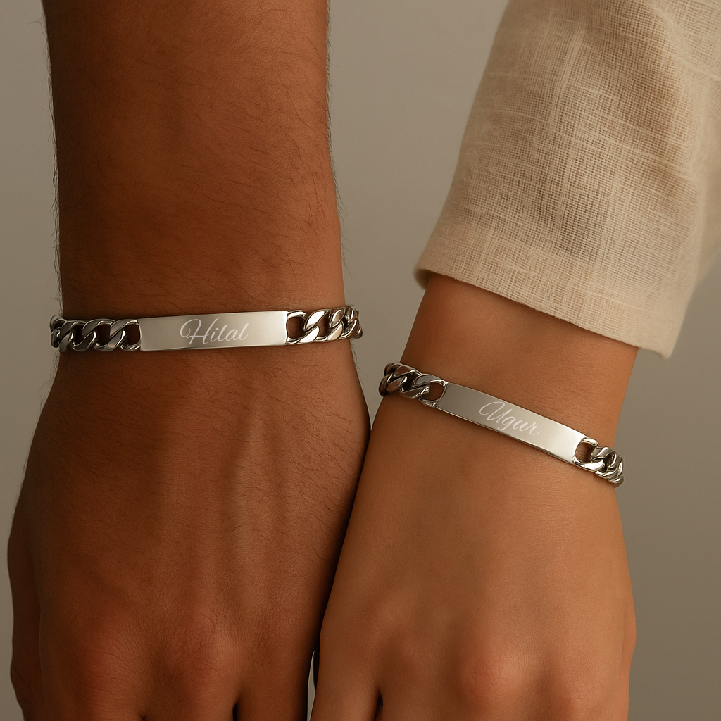2x Partner Armbänder Cuban mit Wunschgravur