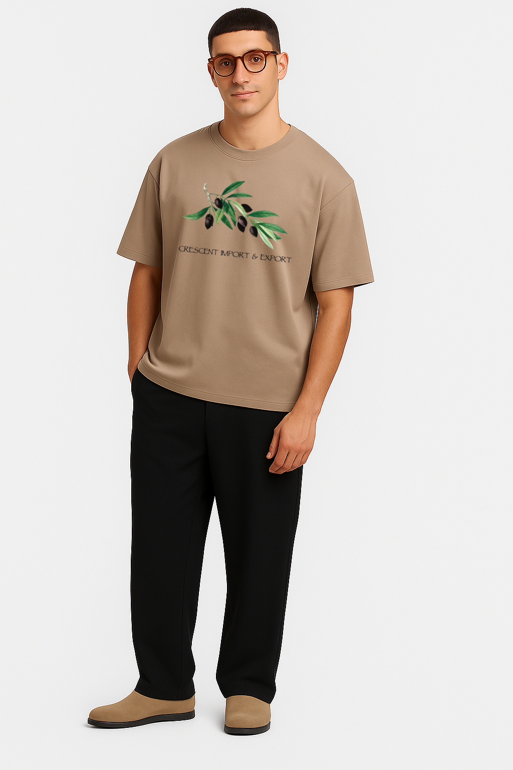 Crescent Olives Herren T-shirt Beige