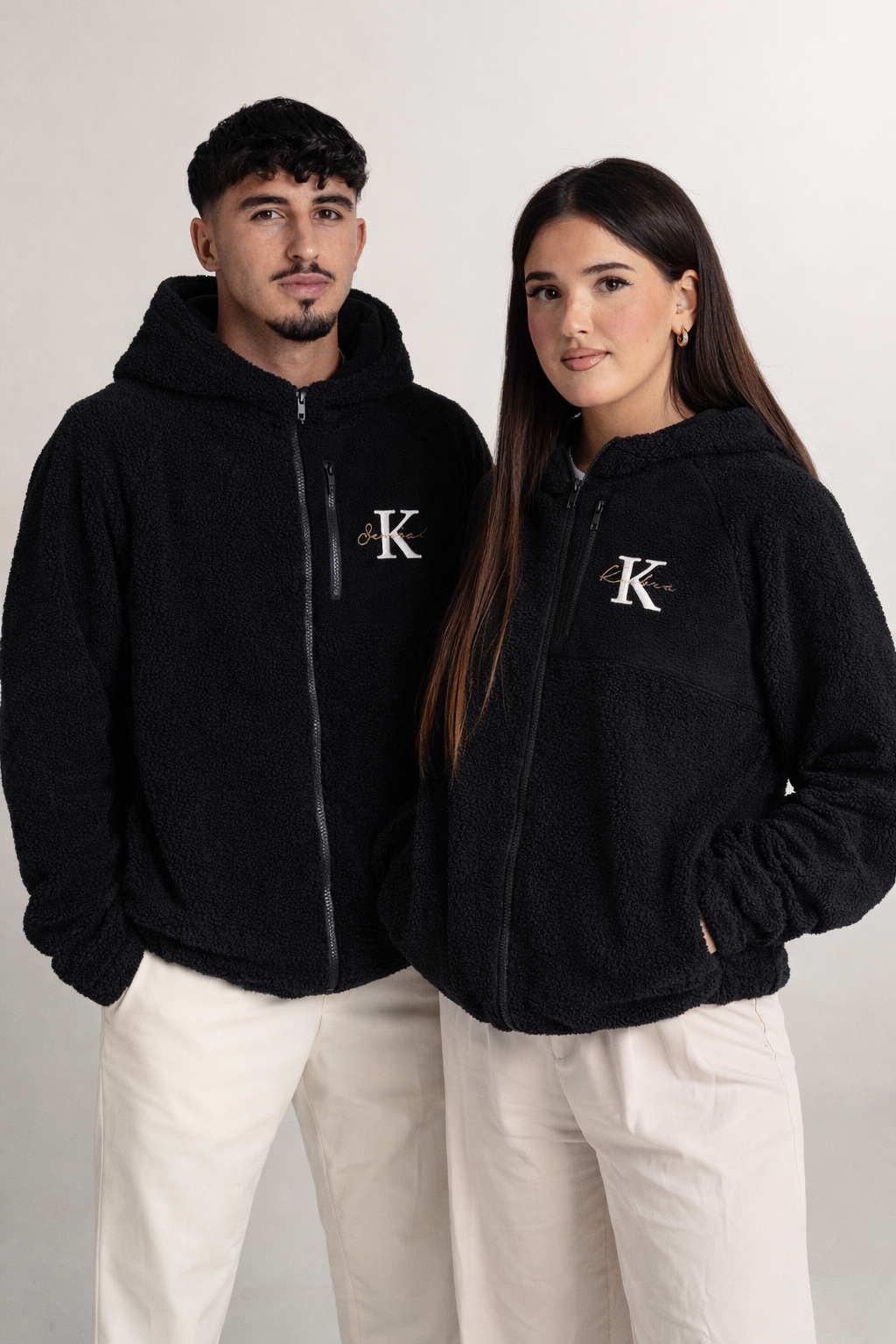 2x Partner Jacken Teddy mit Wunsch Buchstaben & Namen