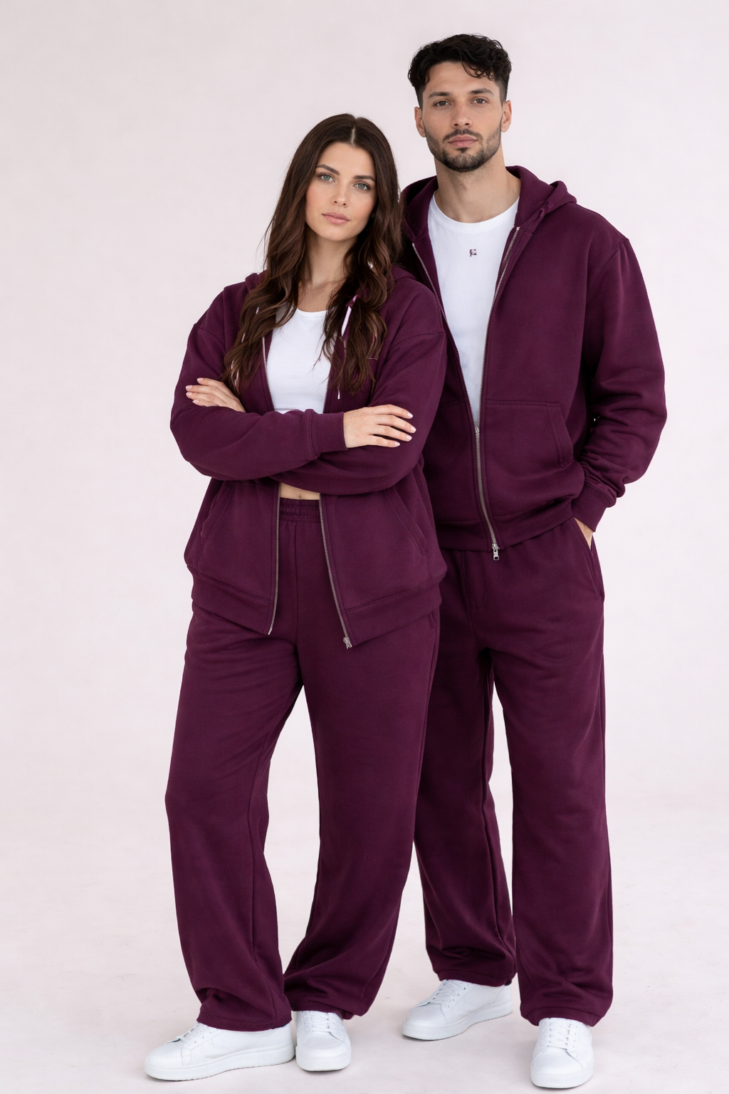 2x Partner Zip Jogginganzug Fluffy 8 Farben