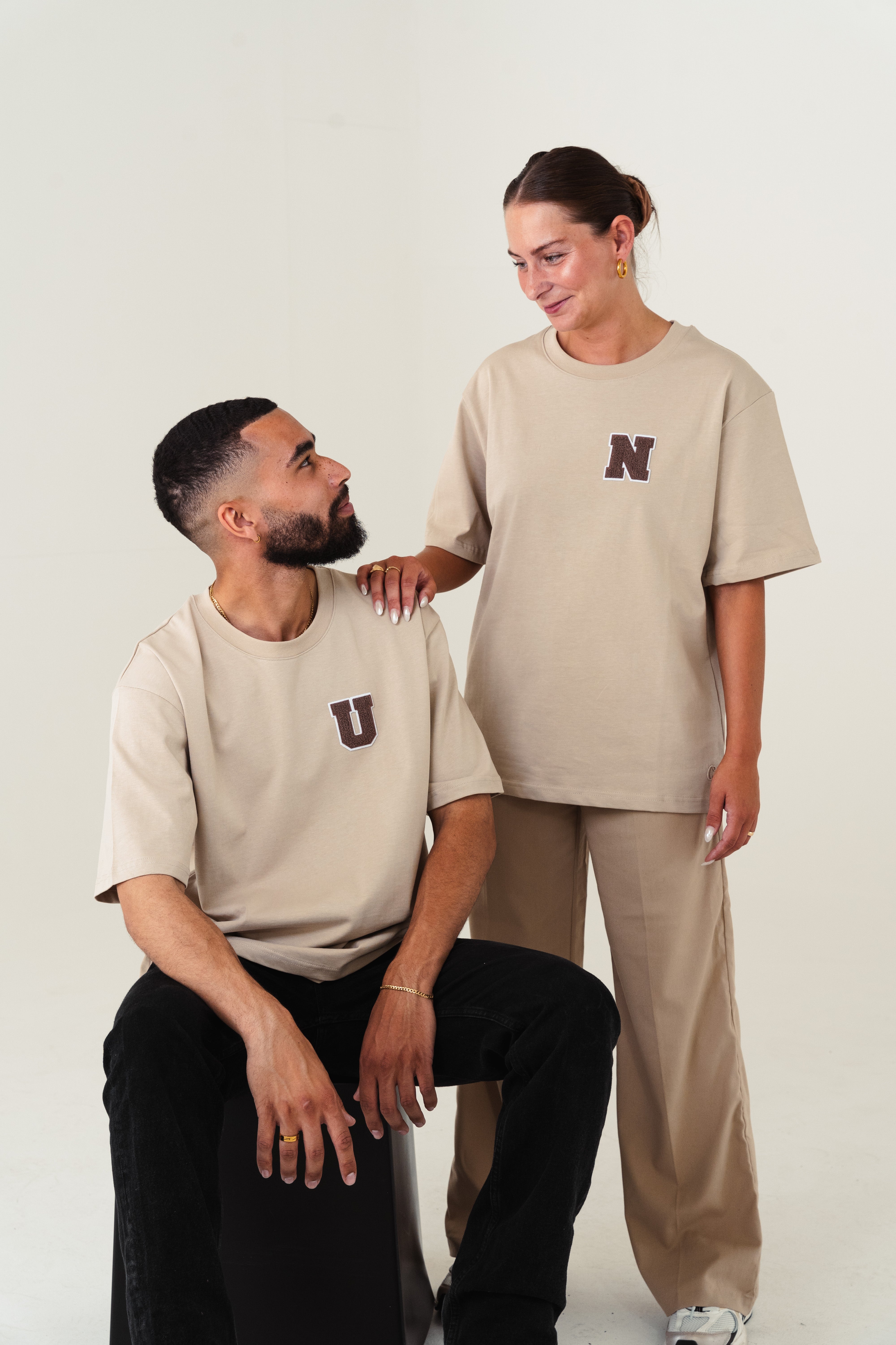 2x Partner Collage T-Shirt´s mit Wunsch Patch