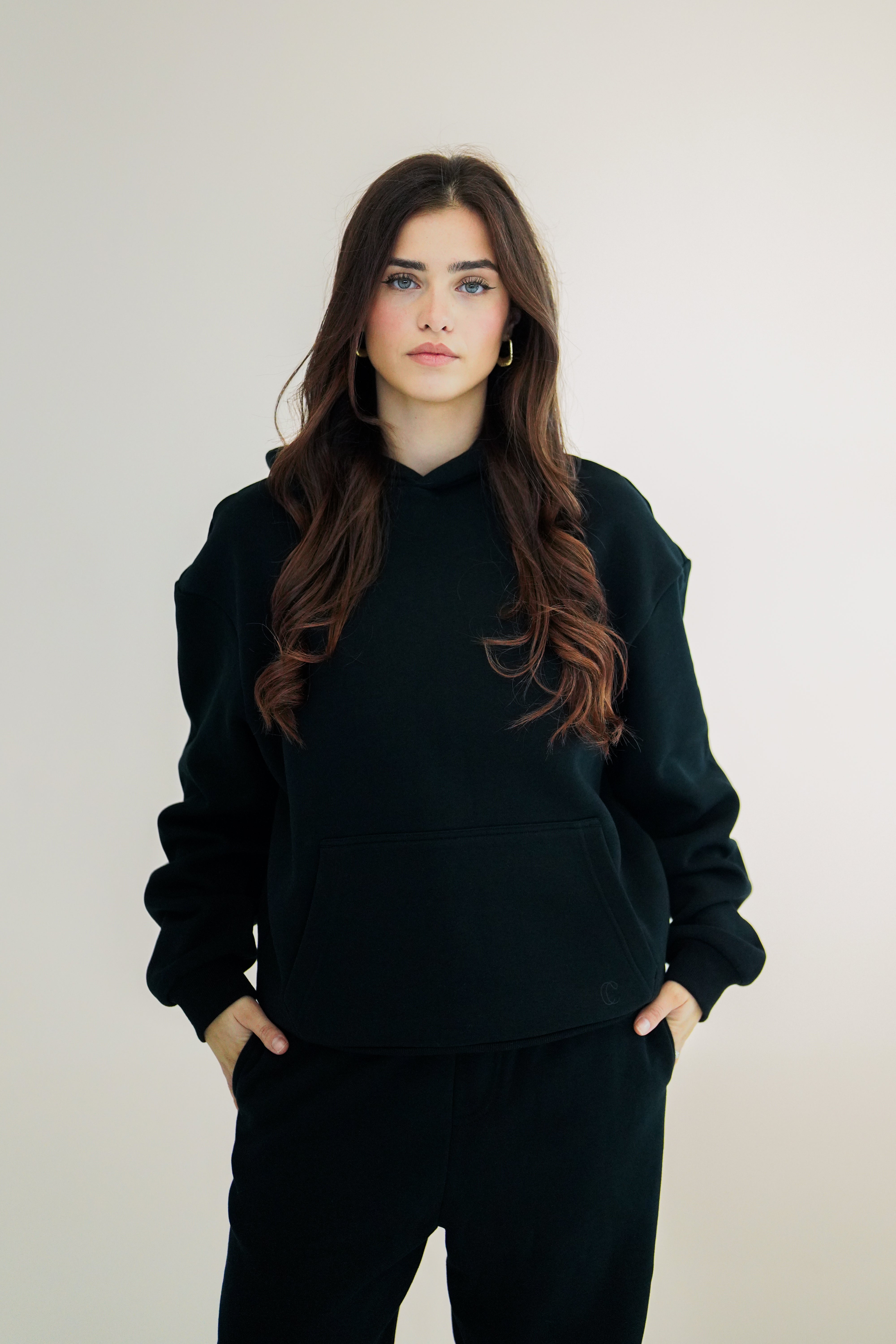 Fluffy Damen Jogginganzug Schwarz