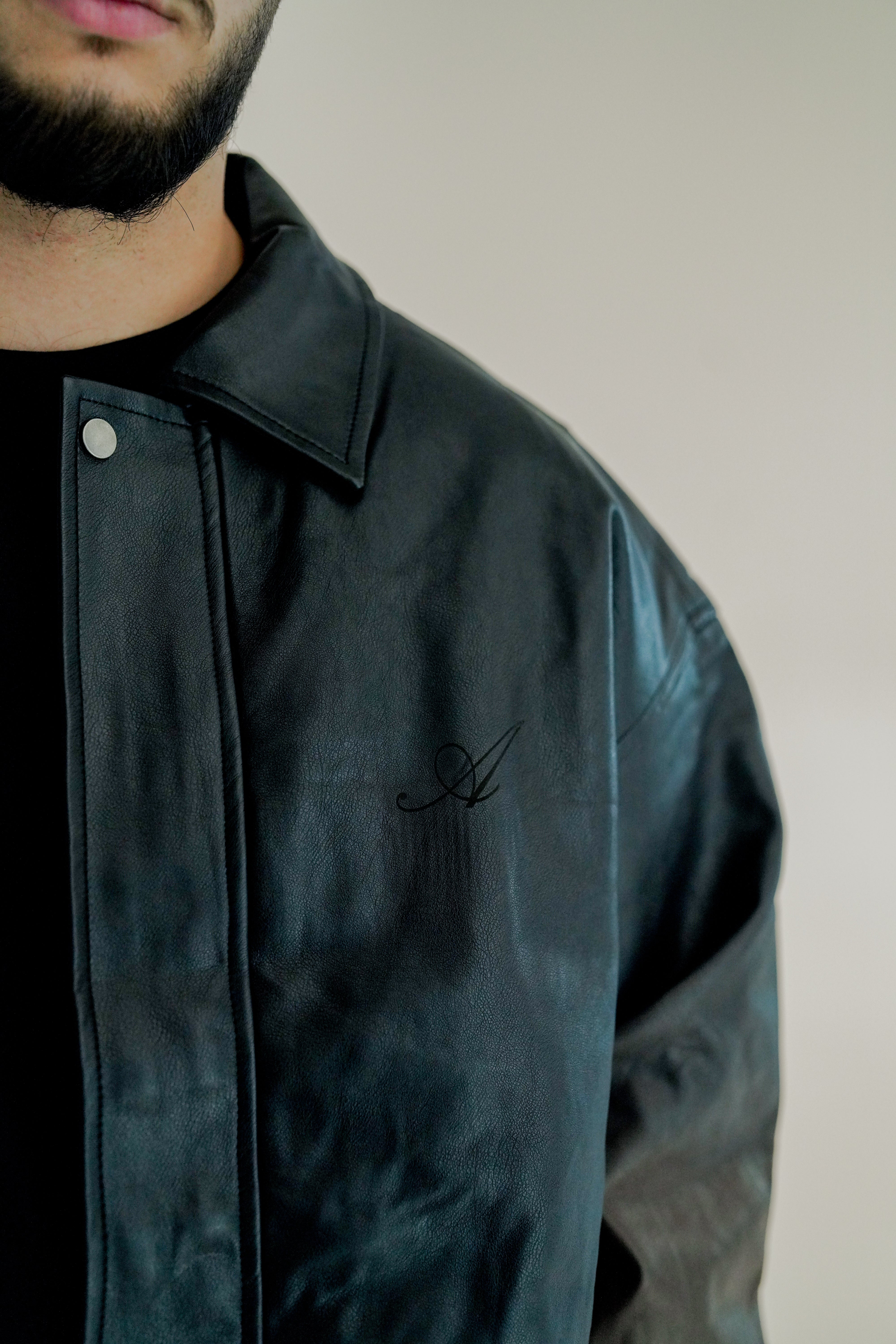2x Partner lederjacke Vintage mit Wunschbuchstaben