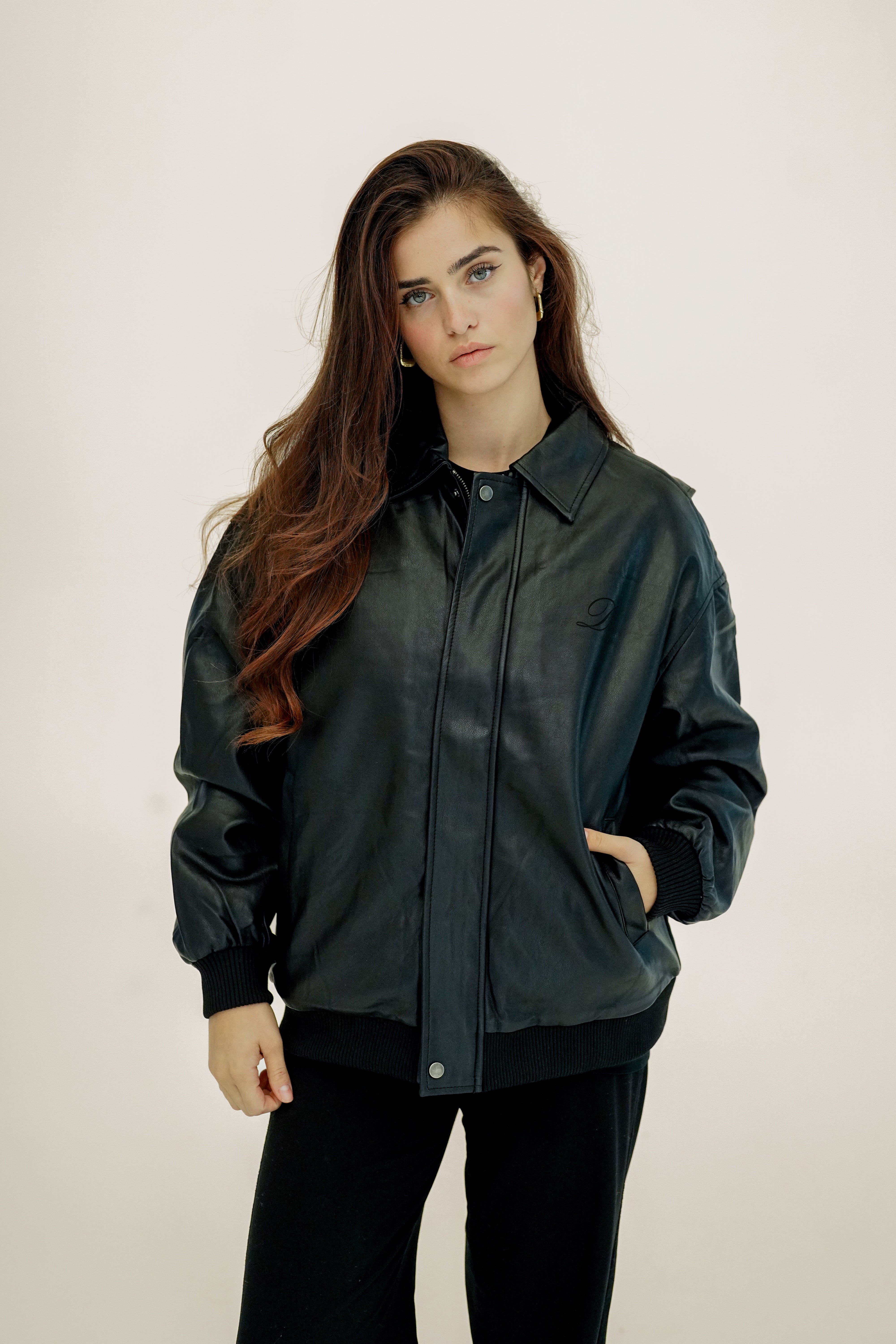 Damen Vintage Lederjacke mit Wunschbuchstaben