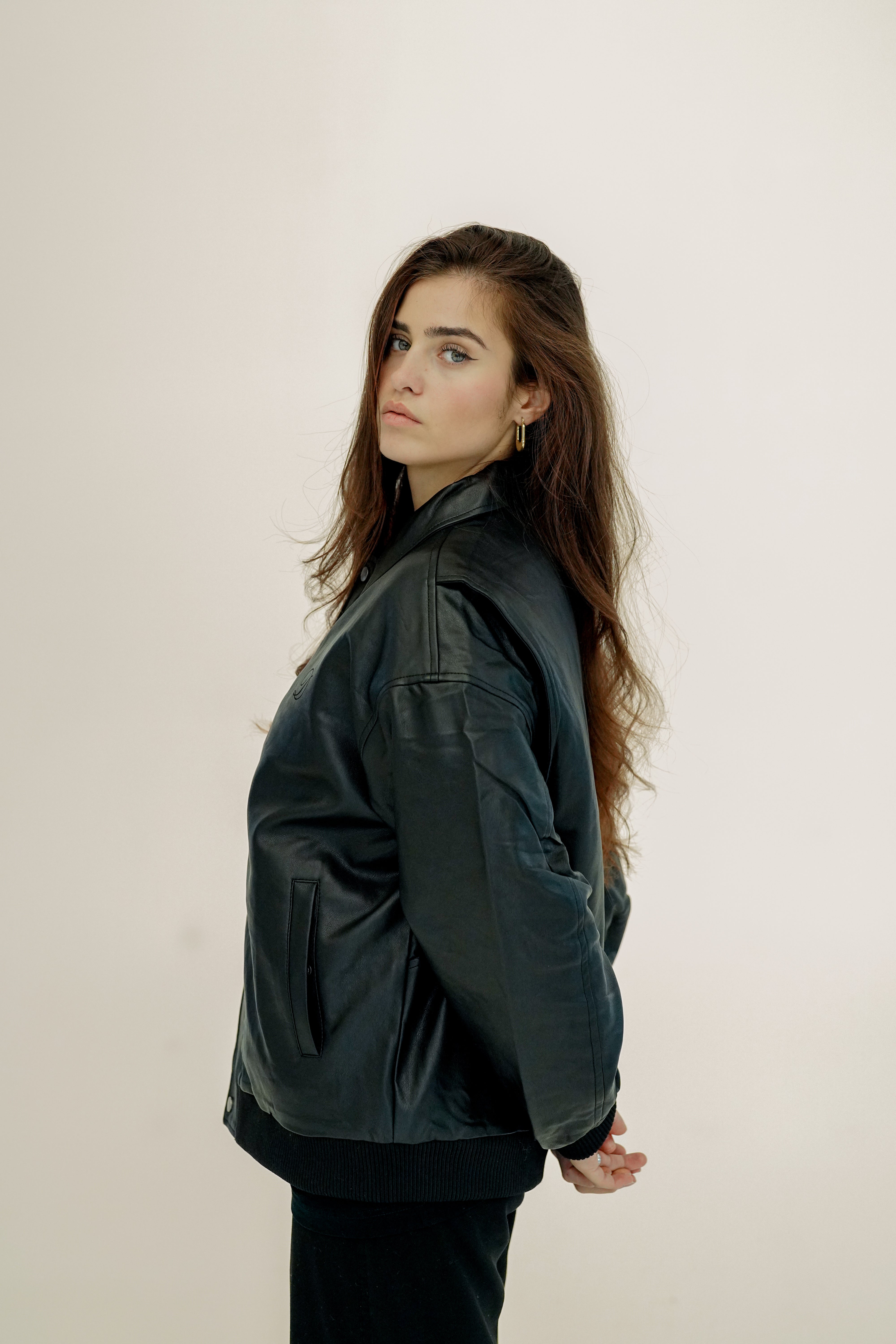 Damen Vintage Lederjacke mit Wunschbuchstaben