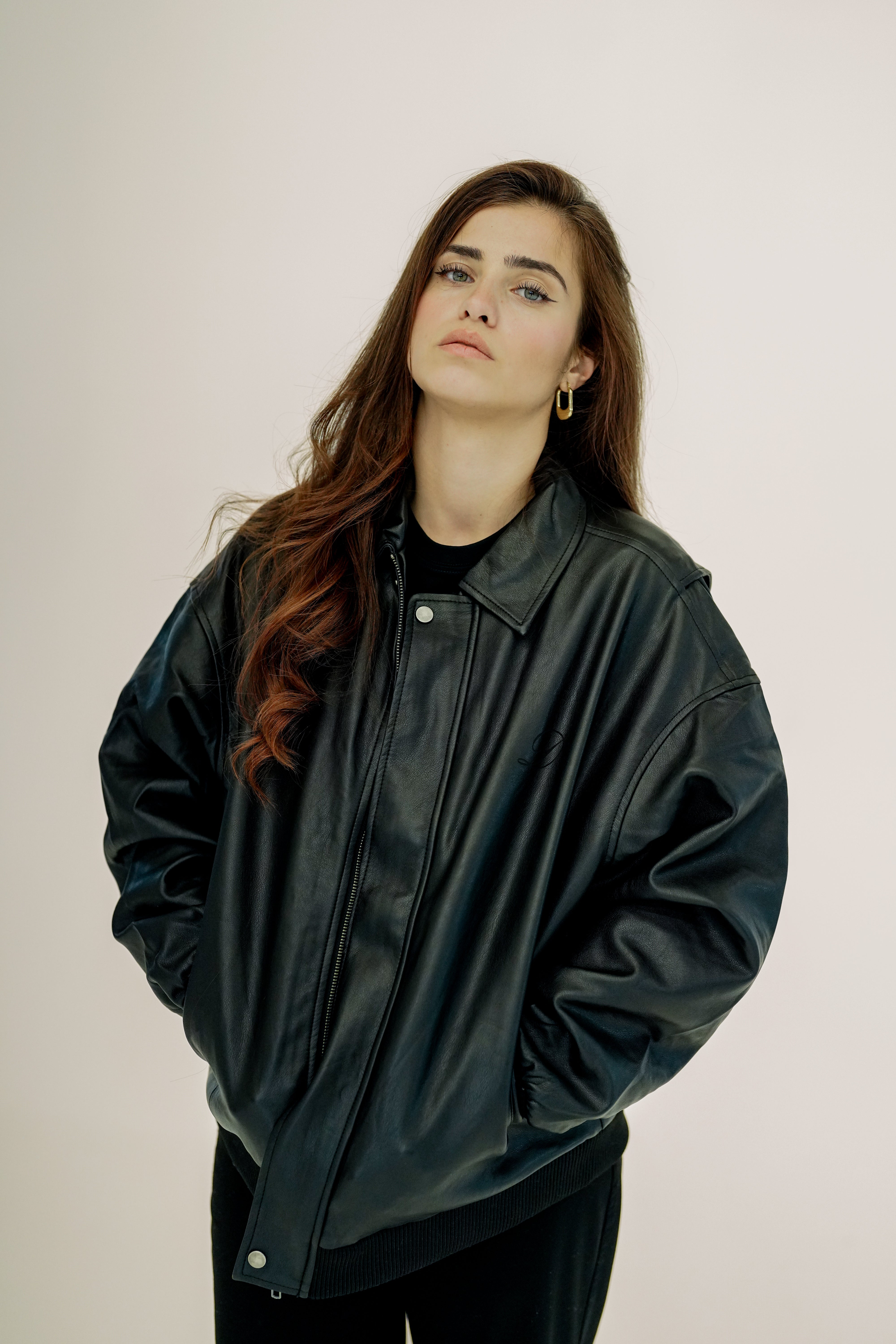 Damen Vintage Lederjacke mit Wunschbuchstaben