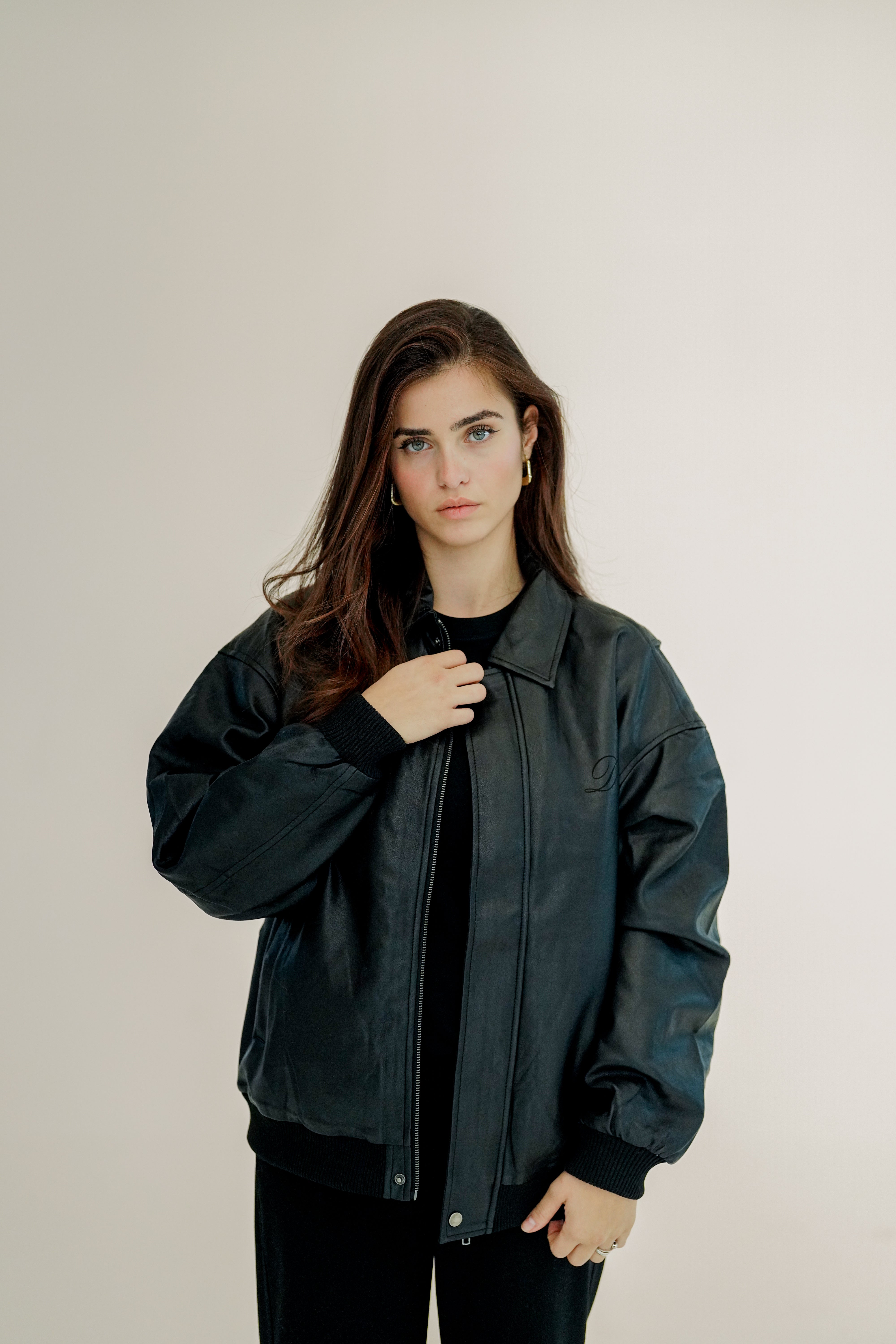 Damen Vintage Lederjacke mit Wunschbuchstaben