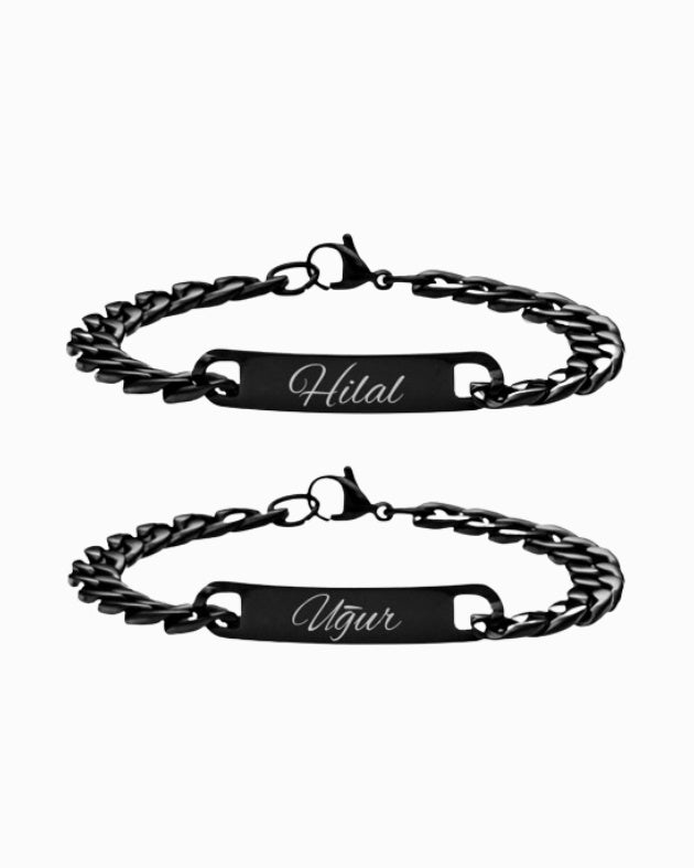 2x Partner Armbänder Cuban BIG mit Wunschgravur