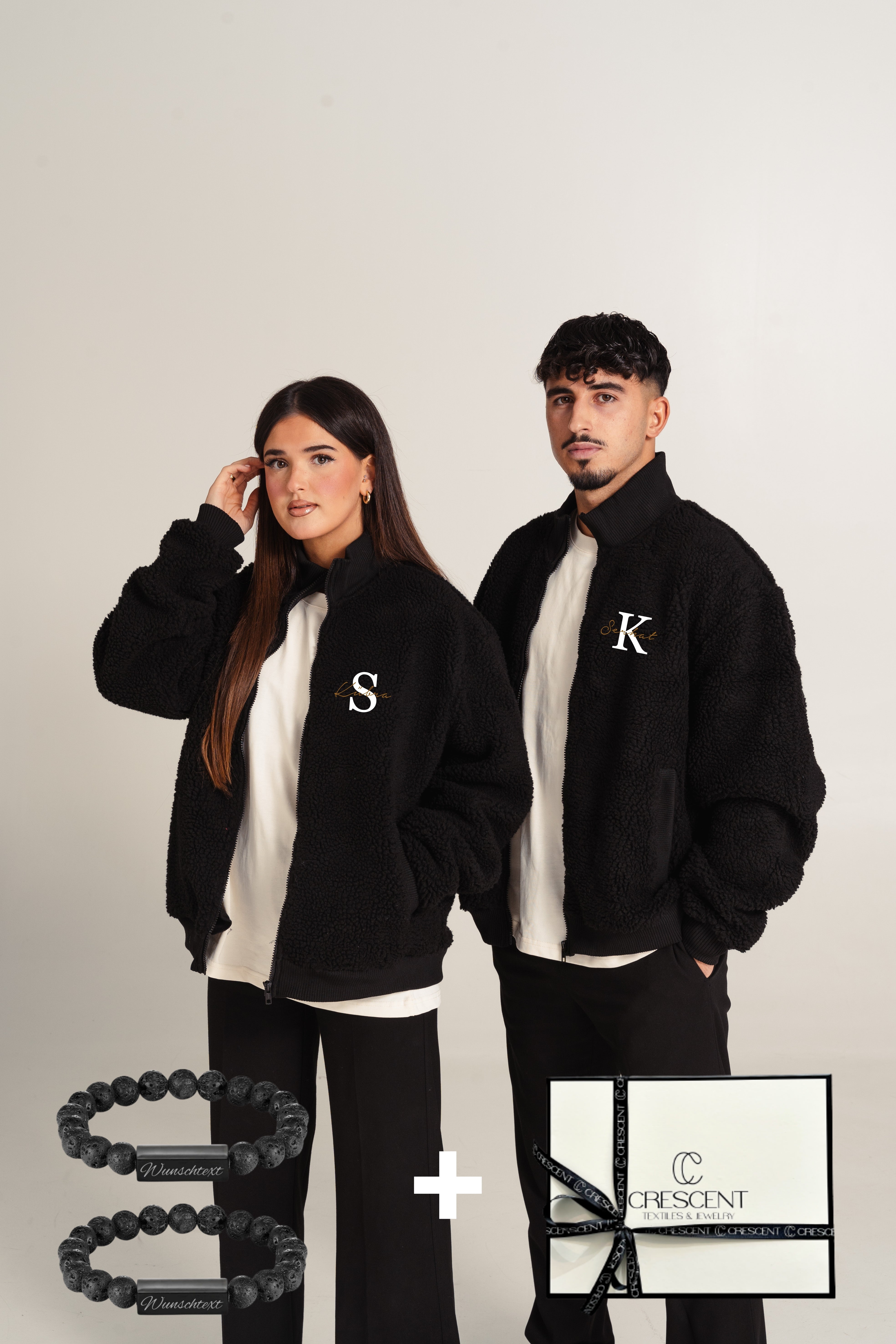Limited Edition Bomber Teddy Jacken Bundle - Gravur Armbänder & Geschenkbox