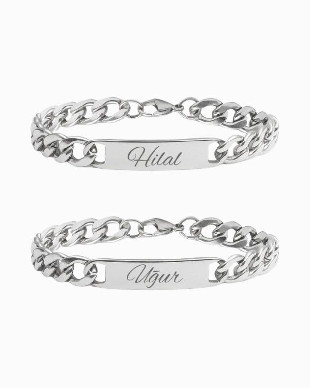 2x Partner Armbänder Cuban BIG mit Wunschgravur