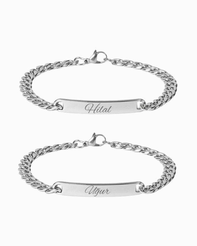 2x Partner Armbänder Cuban SMALL mit Wunschgravur