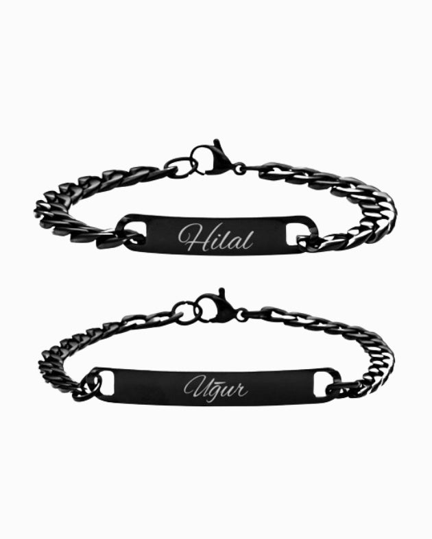 2x Partner Armbänder Cuban CLASSIC mit Wunschgravur