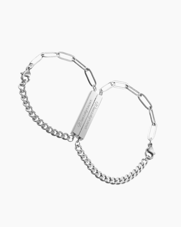2x Partner Armbänder Long Cube mit Wunschgravur