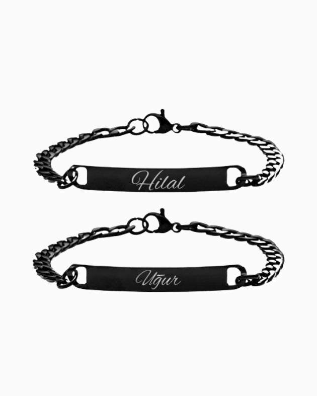2x Partner Armbänder Cuban SMALL mit Wunschgravur
