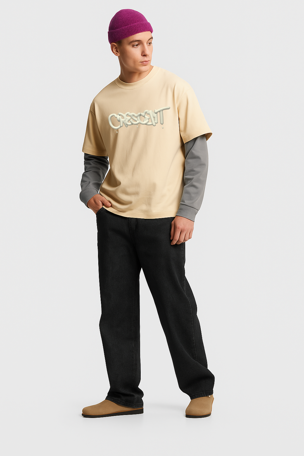 Crescent Graffiti Herren T-shirt Creme