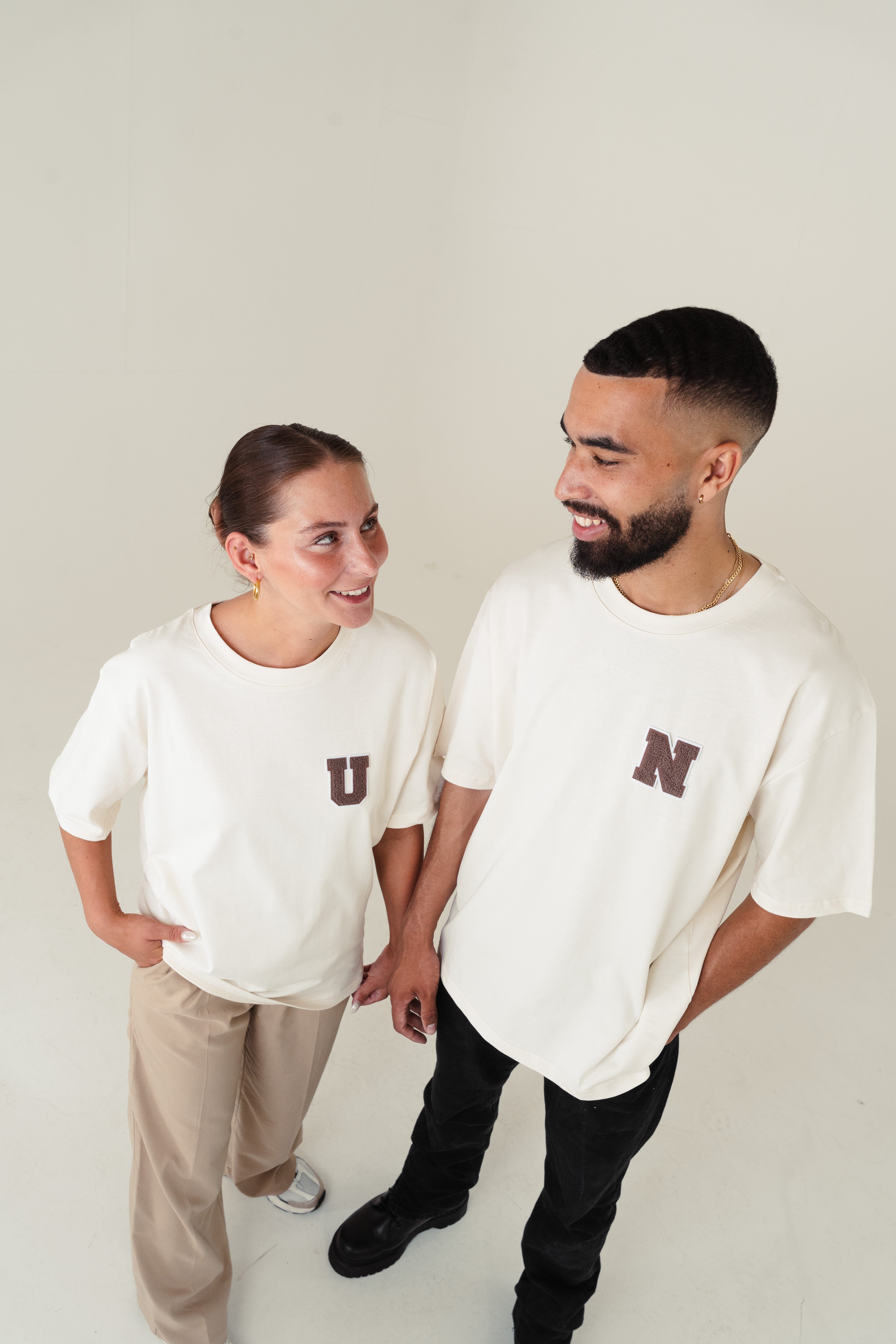 2x Partner Collage T-Shirt´s mit Wunsch Patch