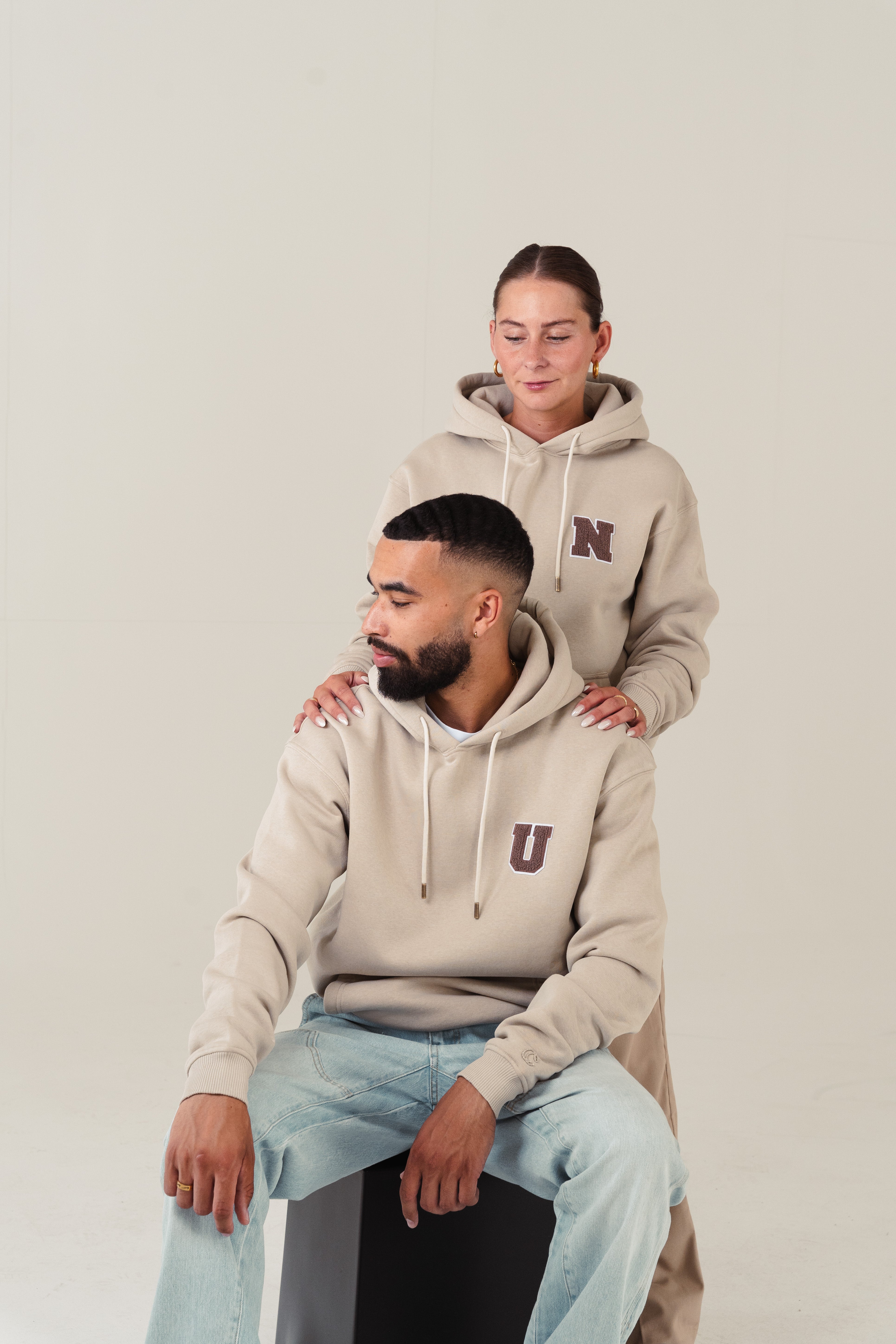2x Partner Hoodies Collage Patch mit Wunschbuchstaben