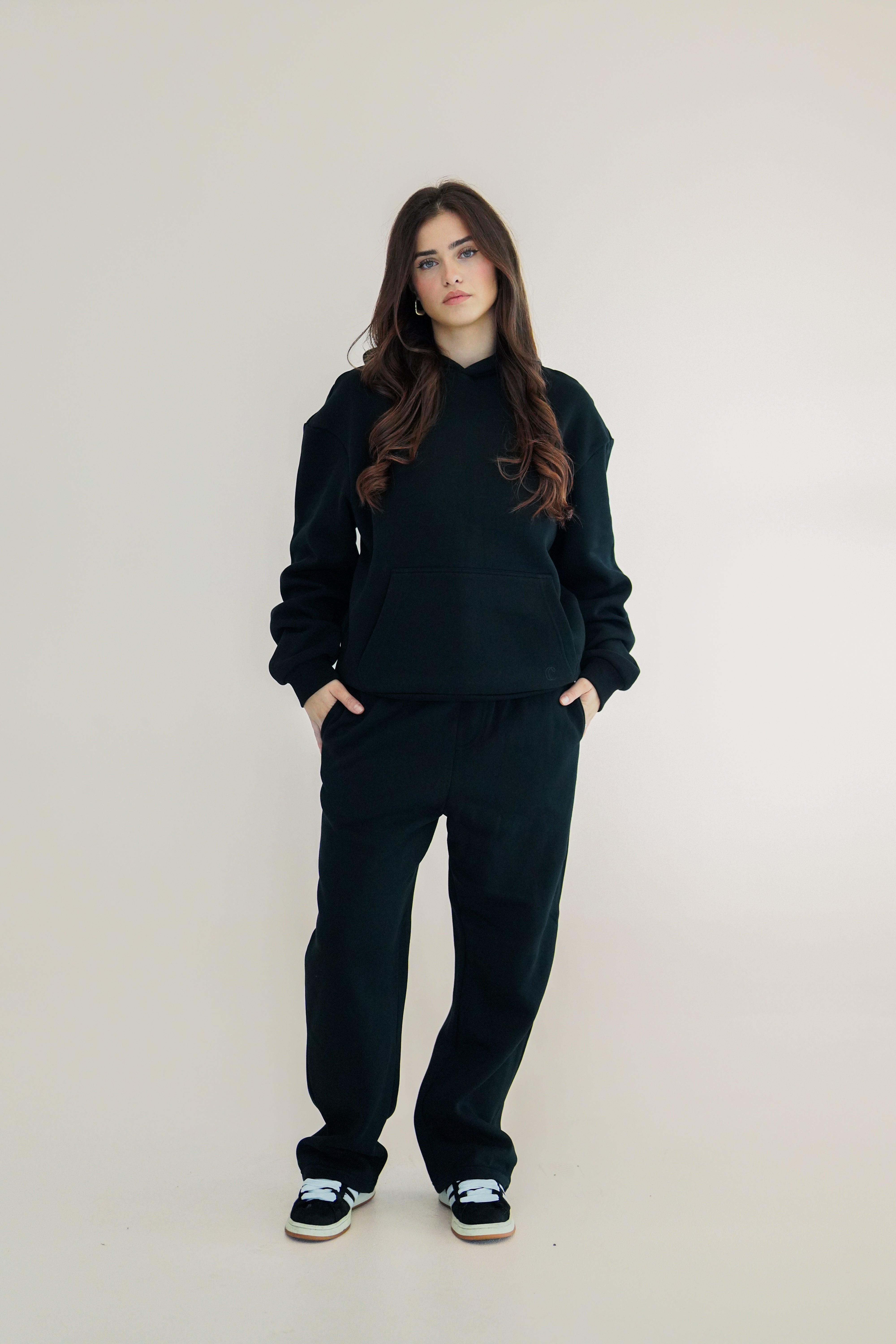 Fluffy Damen Jogginganzug Schwarz