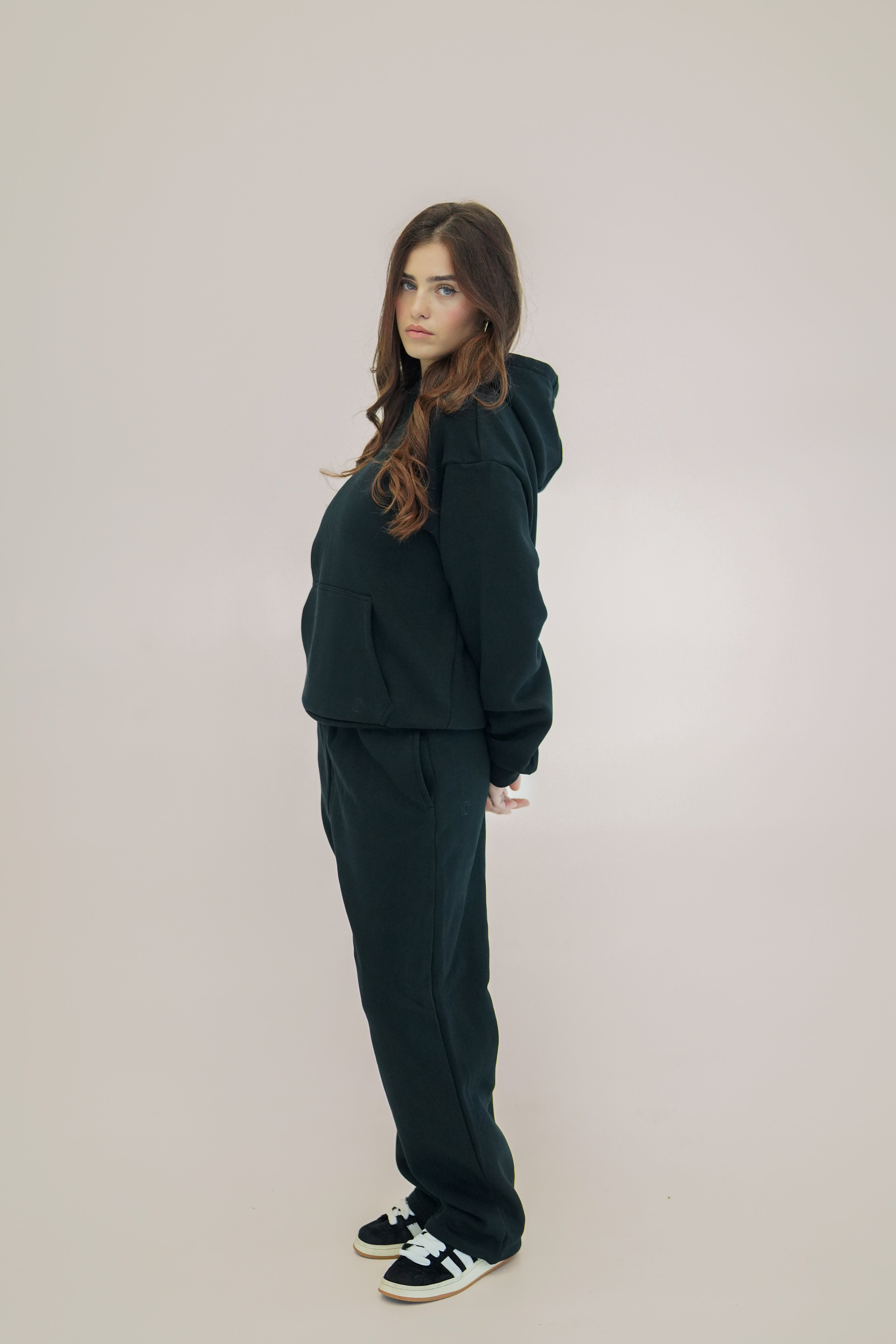 Fluffy Damen Jogginganzug Schwarz