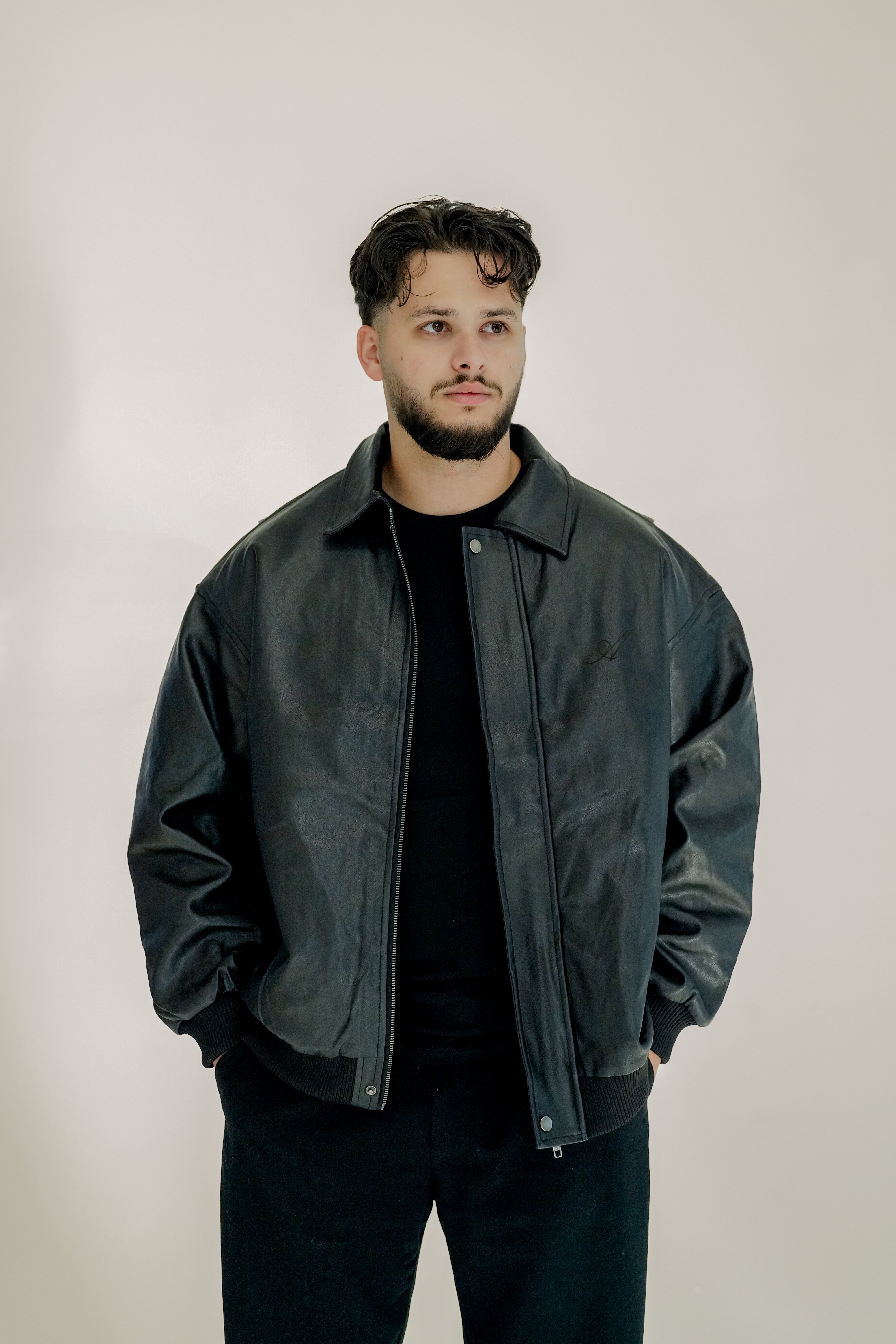 2x Partner lederjacke Vintage mit Wunschbuchstaben