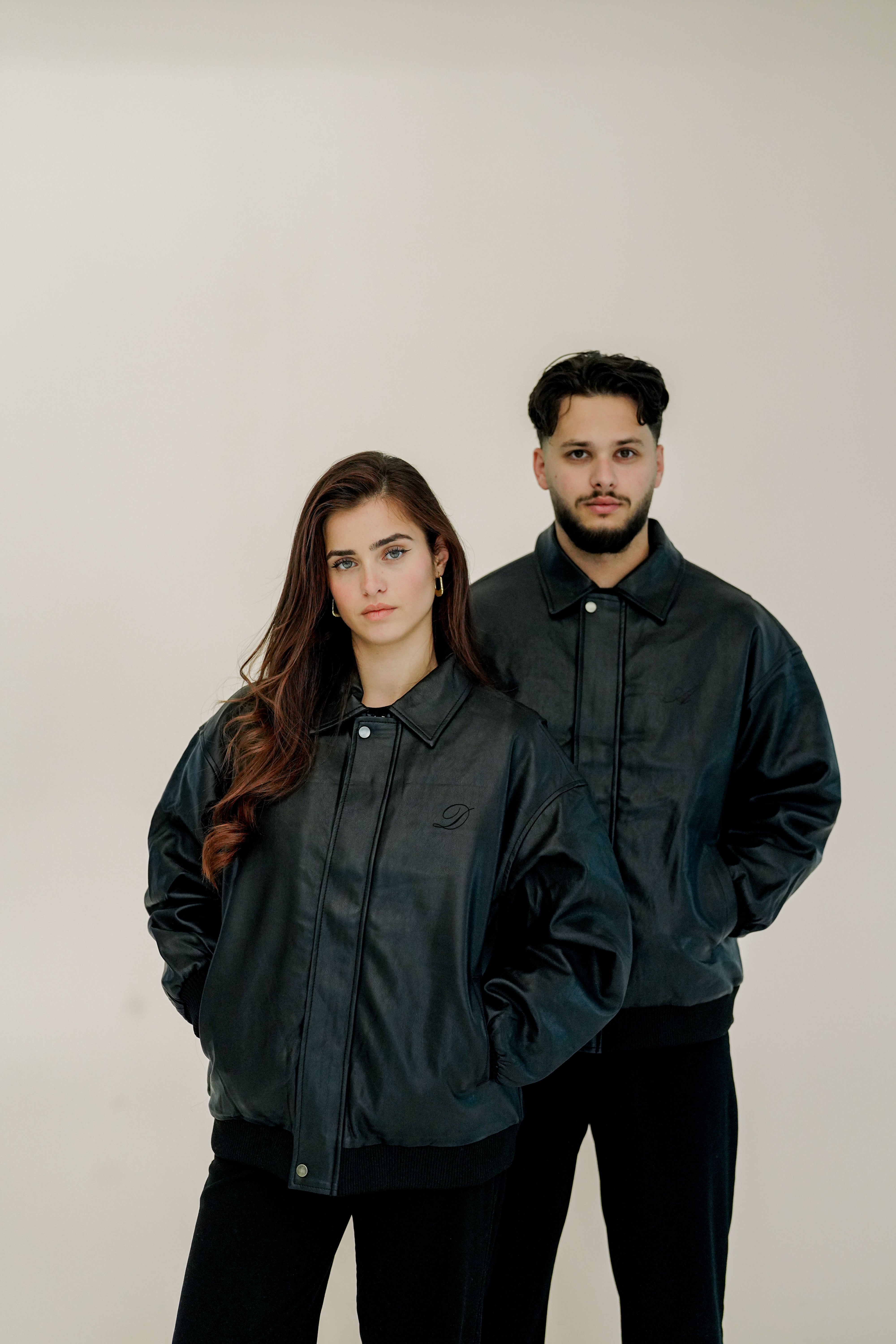 2x Partner lederjacke Vintage mit Wunschbuchstaben