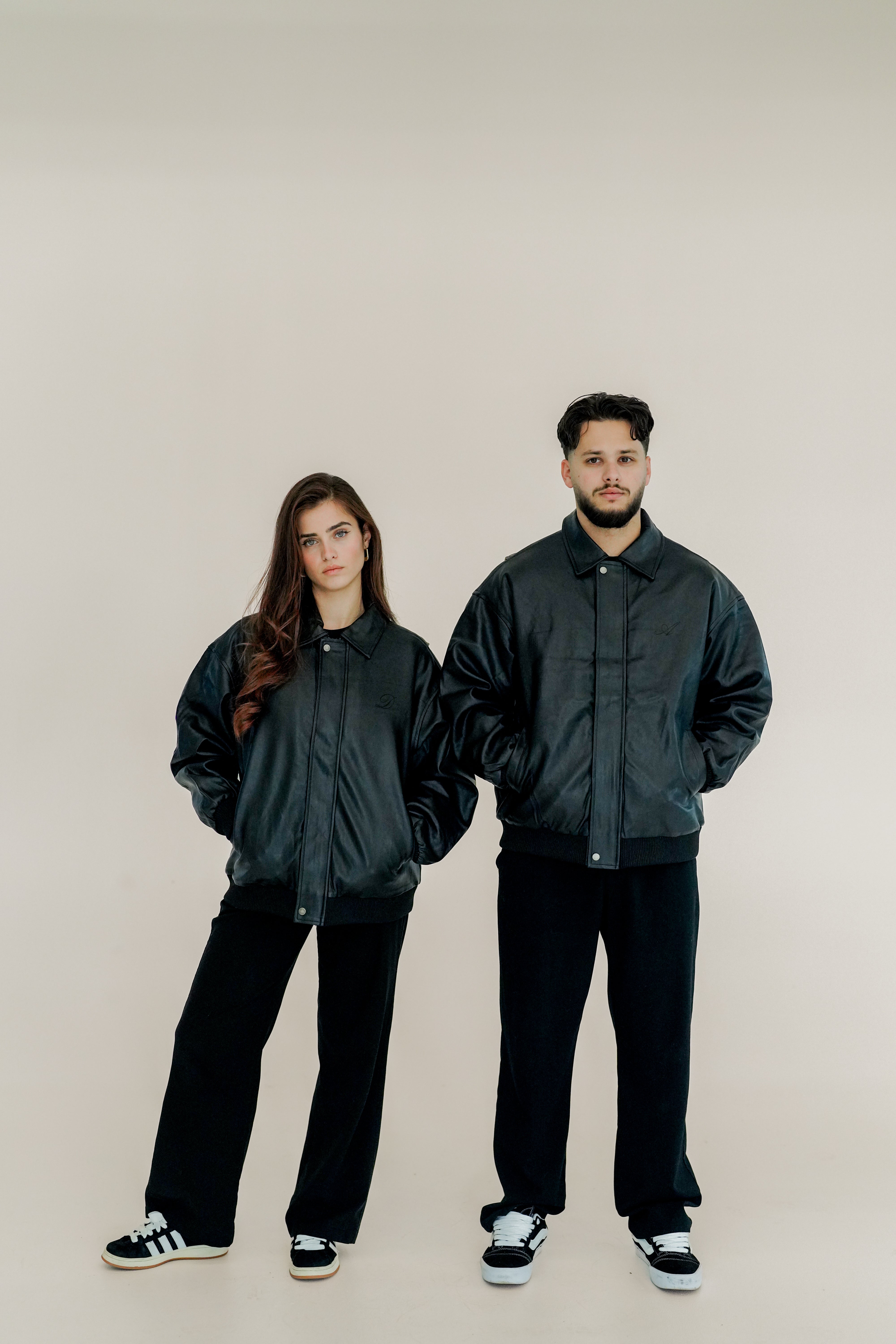 2x Partner lederjacke Vintage mit Wunschbuchstaben
