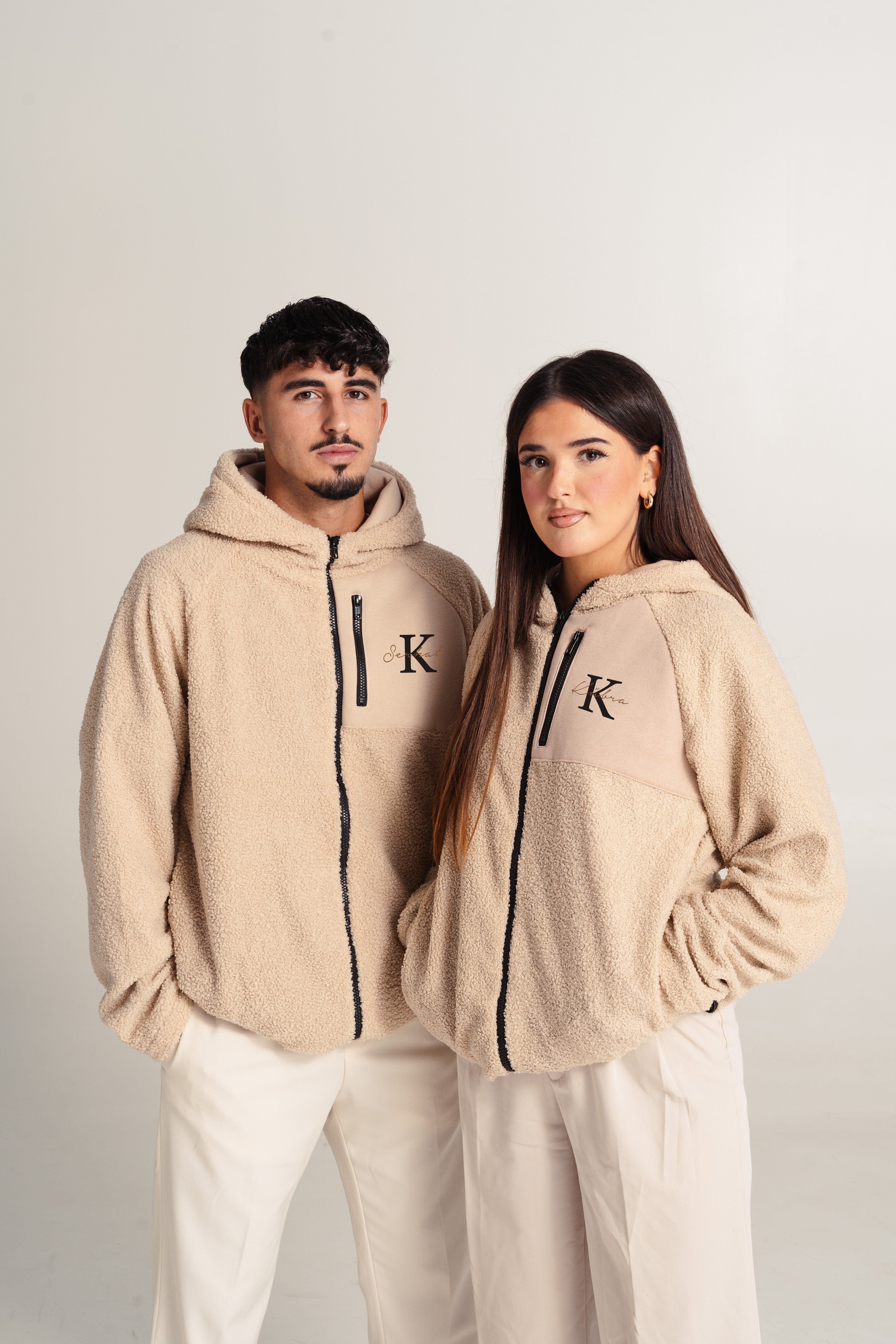 2x Partner Jacken Teddy mit Wunsch Buchstaben & Namen