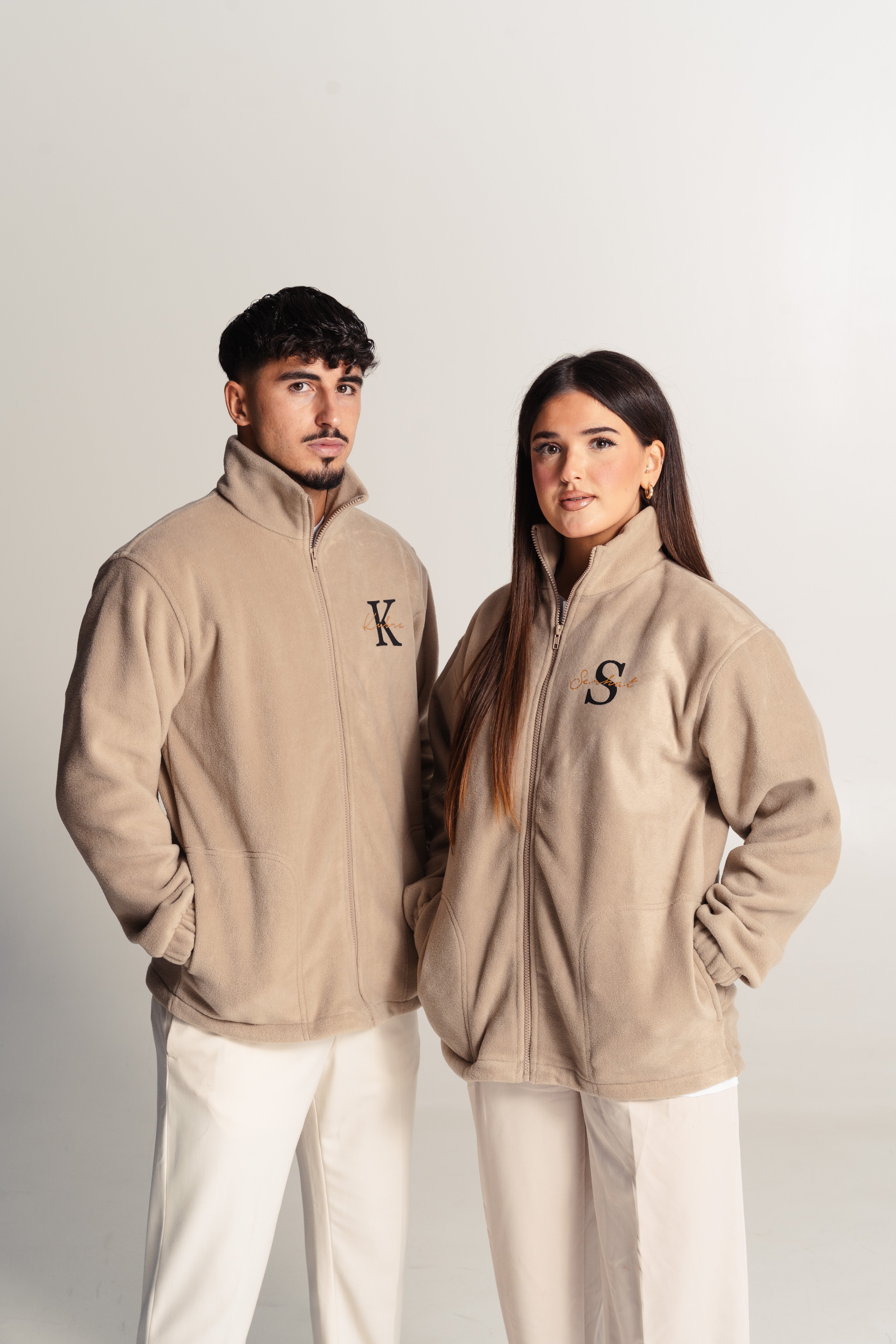 2x Partner Fleece jacken mit Wunschbuchstaben & Namen
