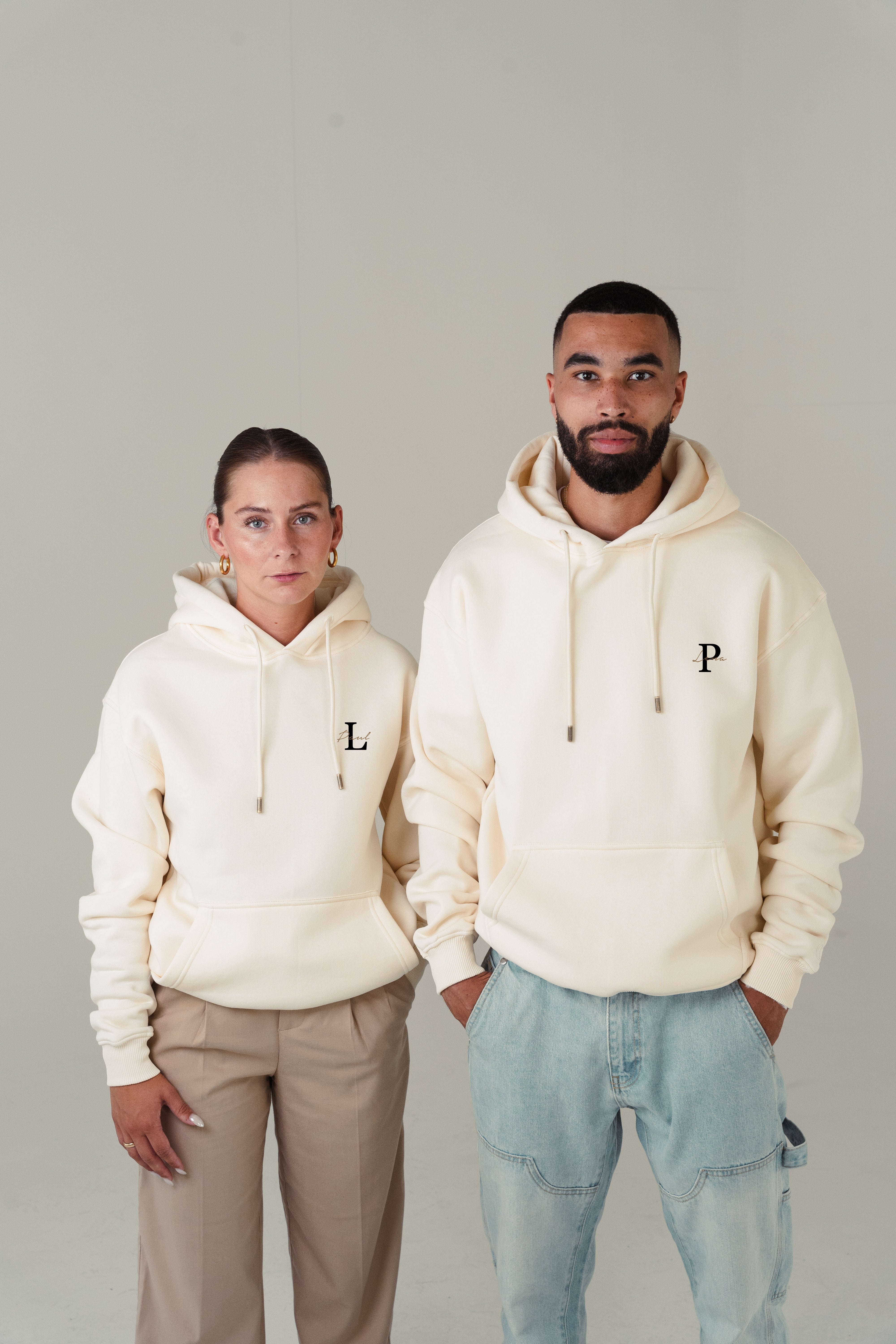 2x Partner Hoodies mit Wunschbuchstaben & Namen
