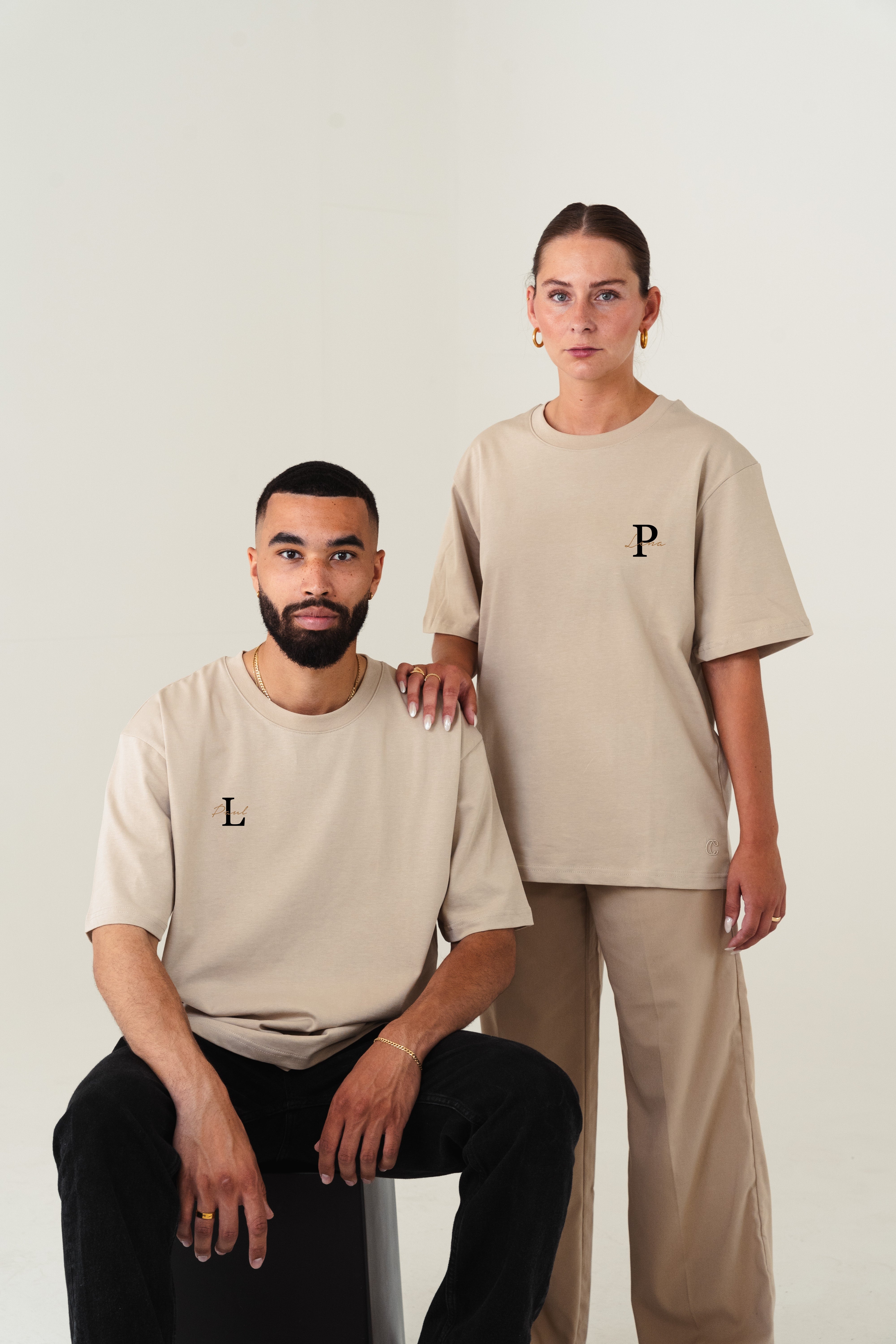 2x Partner T-Shirt´s mit Wunschbuchstaben & Namen