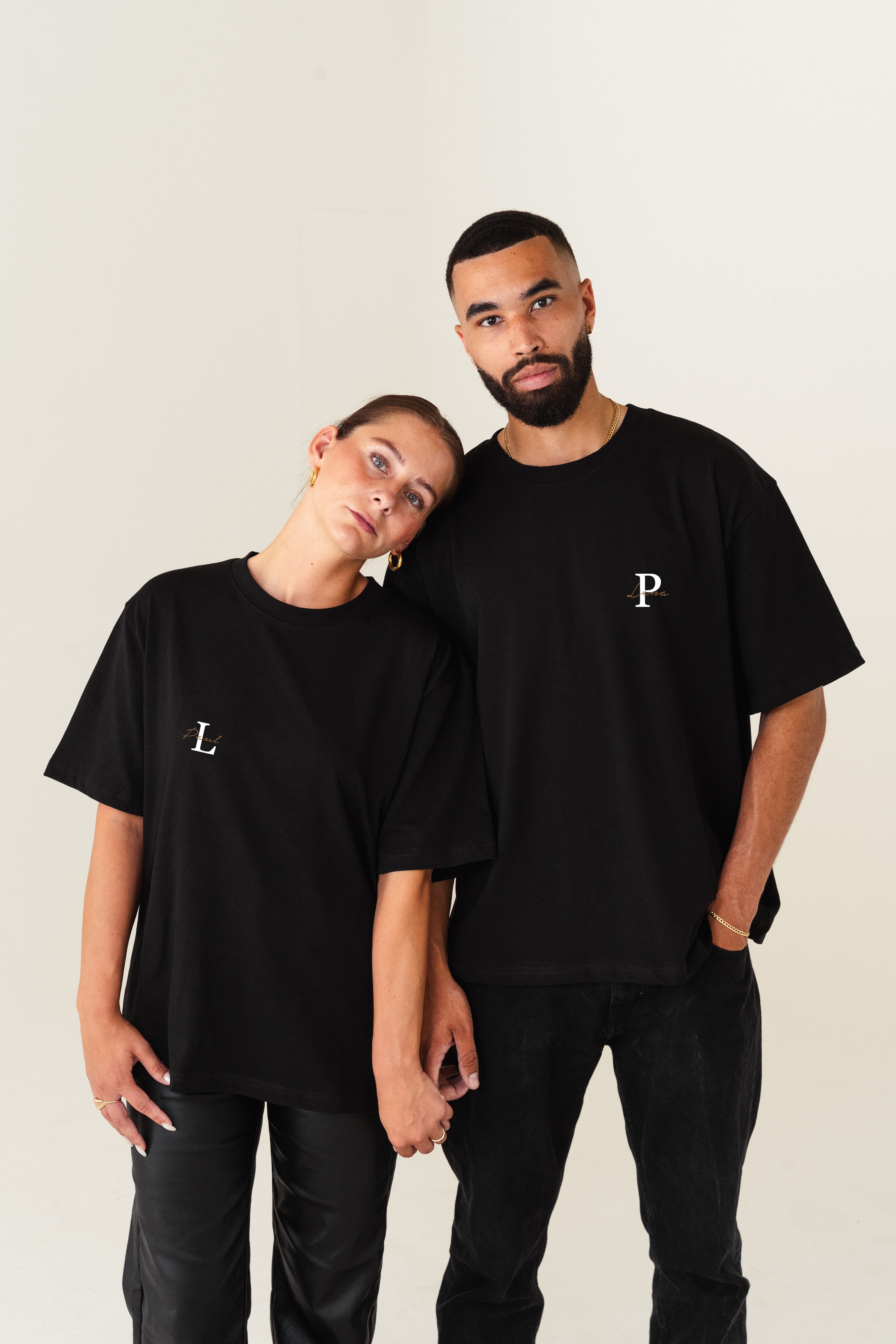 2x Partner T-Shirt´s mit Wunschbuchstaben & Namen