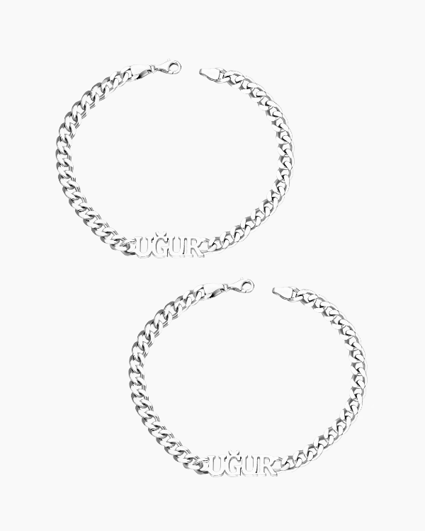 2x Partner Armbänder Cuban mit Wunschnamen