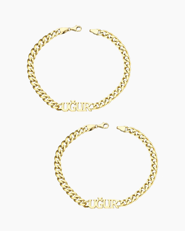 2x Partner Armbänder Cuban mit Wunschnamen